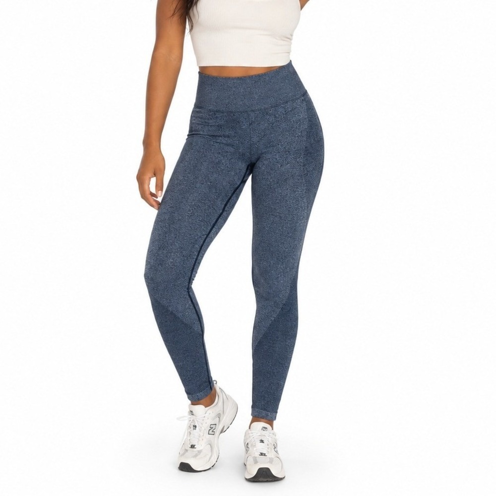 PINK Active Seamless Space Dye High Rise Leggings Blue Gymcore Contour Size M